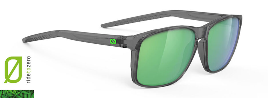 SP776133 משקפי שמש רודי פרוגקט דגם OVERLAP אפור עם עדשות פולרייזד עם ציפוי מראה בגוון ירוק