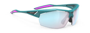 משקפי השמש  Sydus של Rudy Project  מק"ט SQ013422-0000 מסגרת טורקיז ועדשות פוליקרבונט עם ציפוי מראה תכלת.